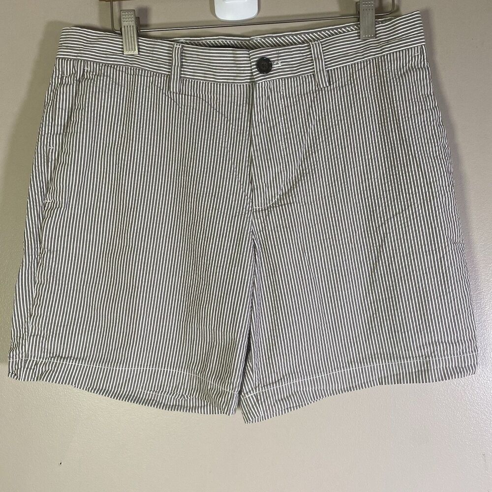 Banana Republic Aiden Seersucker Shorts Men's 32 Taupe Stretch Preppy Casual